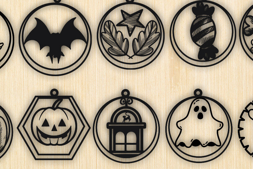 Σετ των 2 Intra απο ξύλο plywood 3mm-4mm πάχος - Σχέδιο αποκριών σκουλαρίκια Δίασταση 15x18 cm INTRAFABR-91831679