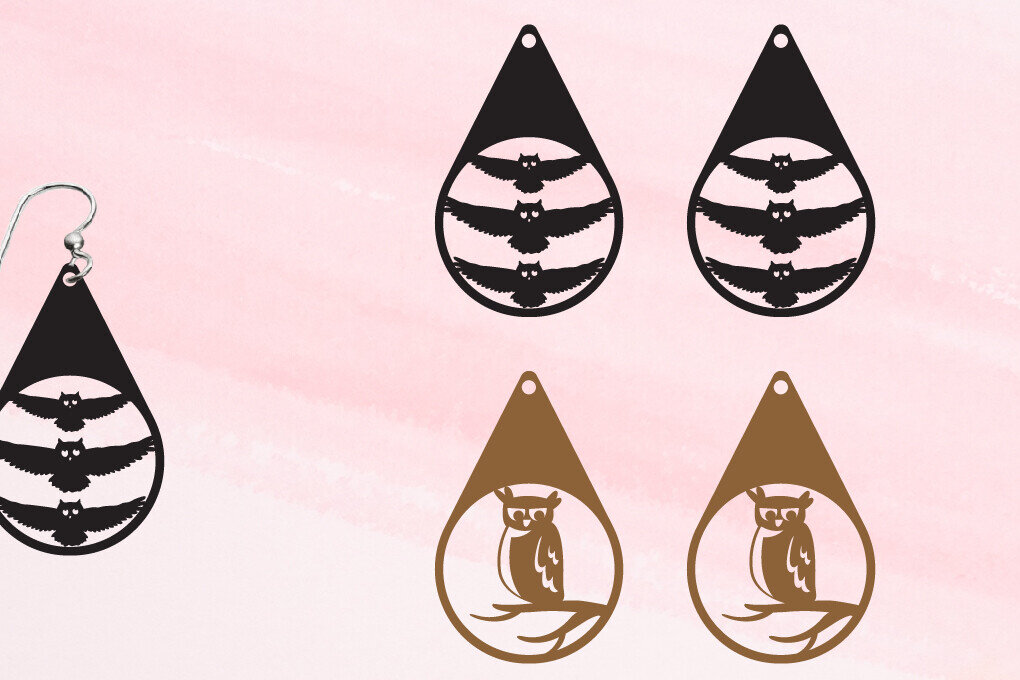 Σετ των 3 Intra απο ξύλο plywood 3mm-4mm πάχος - Σκουλαρίκια απόκριες | Αποκριάτικα κοσμήματα Δίασταση 3x3 cm INTRAFABR-102816912