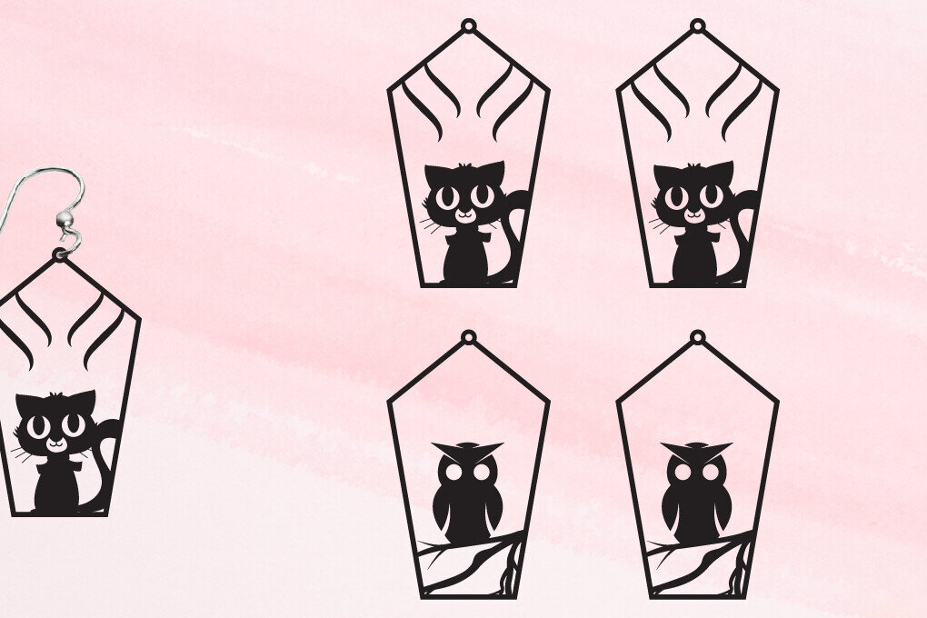 Σετ των 3 Intra απο ξύλο plywood 3mm-4mm πάχος - Σκουλαρίκια απόκριες | Μπρελόκ αποκριών Δίασταση 3x3 cm INTRAFABR-103348732