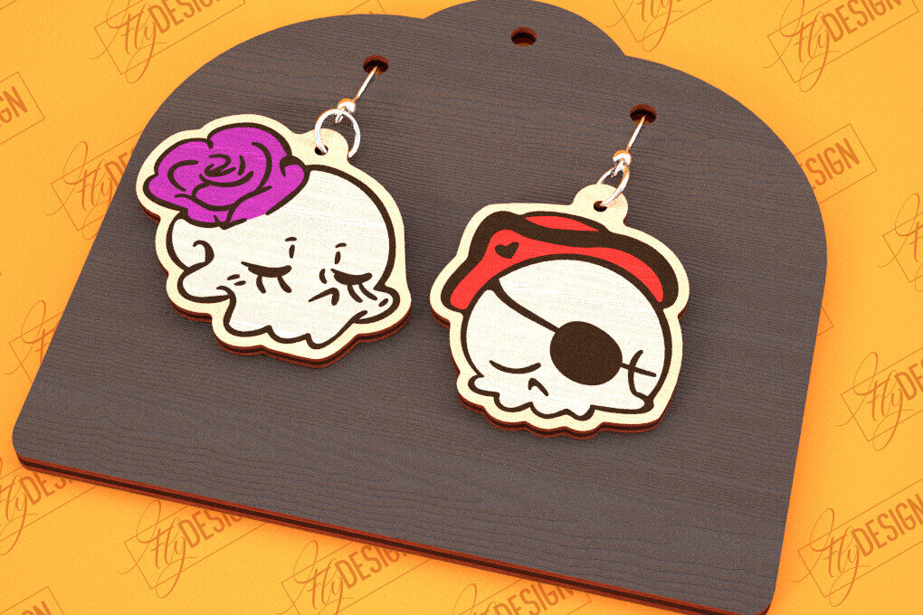 Σετ των 3 Intra απο ξύλο plywood 3mm-4mm πάχος - Σκουλαρίκια απόκριες | Κοσμήματα | Μπιζού Δίασταση 3x3 cm INTRAFABR-100472848