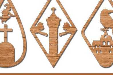 Σετ των 3 Intra απο ξύλο plywood 3mm-4mm πάχος - Αποκριάτικα Σκουλαρίκια Κοσμήματα με λέιζερ Δίασταση 3x3 cm INTRAFABR-43370875