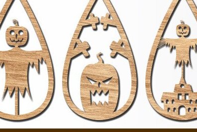 Σετ των 3 Intra απο ξύλο plywood 3mm-4mm πάχος - Αποκριάτικα σκουλαρίκια με λέιζερ Δίασταση 3x3 cm INTRAFABR-43607007