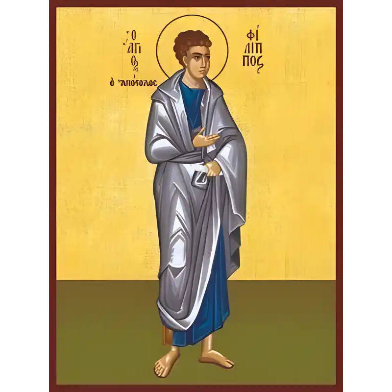 Εικόνα Ορθοδοξίας με περίγραμμα χρυσό σε ξύλο Φλαμουρίας  με  βάση Εικόνα ΑΓΙΟΣ ΑΠΟΣΤΟΛΟΣ ΦΙΛΙΠΠΟΣ, ΟΛΟΣΩΜΟΣ Χειροποίητη Ελληνορθόδοξη εικόνα του Ιησού Χριστού, Κρεμαστή πλάκα βυζαντινής τέχνης, χριστιανική τέχνη Διάσταση 40x30 cm (10,2x7,9 ίντσες)  INTRA