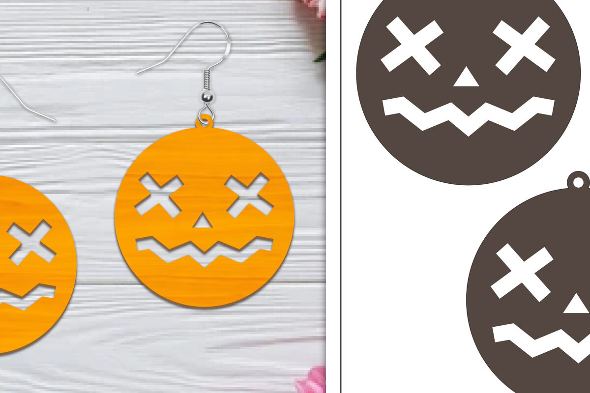 Σετ των 3 Intra απο ξύλο plywood 3mm-4mm πάχος - Αποκριάτικα σκουλαρίκια με λέιζερ Δίασταση 3x3 cm INTRAFABR-103766549