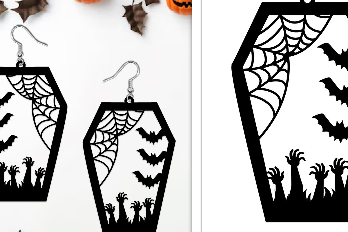 Σετ των 3 Intra απο ξύλο plywood 3mm-4mm πάχος - Αποκριάτικα σκουλαρίκια με λέιζερ Δίασταση 3x3 cm INTRAFABR-103888074