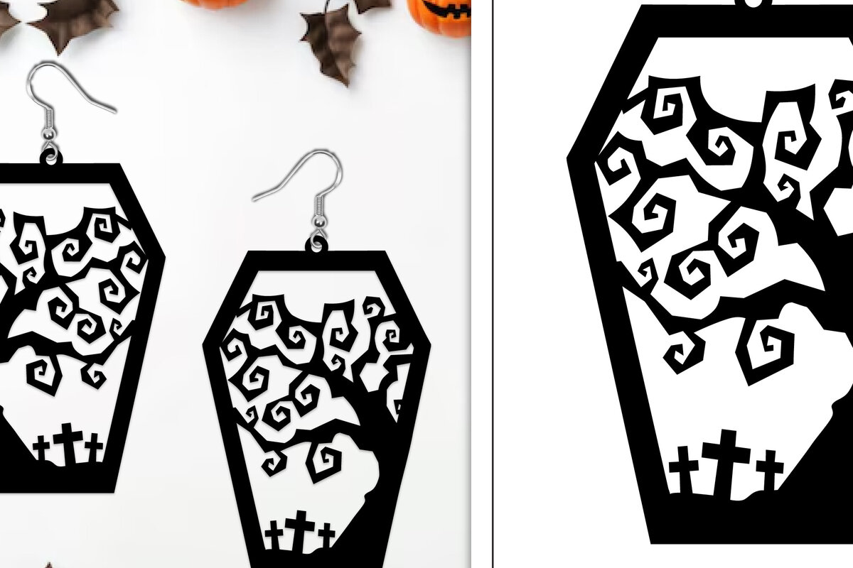 Σετ των 3 Intra απο ξύλο plywood 3mm-4mm πάχος - Αποκριάτικα σκουλαρίκια με λέιζερ Δίασταση 3x3 cm INTRAFABR-103888144