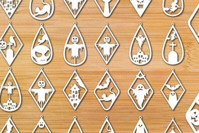 Σετ των 3 Intra απο ξύλο plywood 3mm-4mm πάχος - Δέσμη κοπής με λέιζερ αποκριάτικα σκουλαρίκια Δίασταση 3x3 cm INTRAFABR-43733964