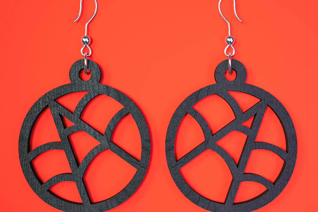 Σετ των 3 Intra απο ξύλο plywood 3mm-4mm πάχος - Αποκριάτικα σκουλαρίκια Laser Cut  Δίασταση 3x3 cm INTRAFABR-75894576