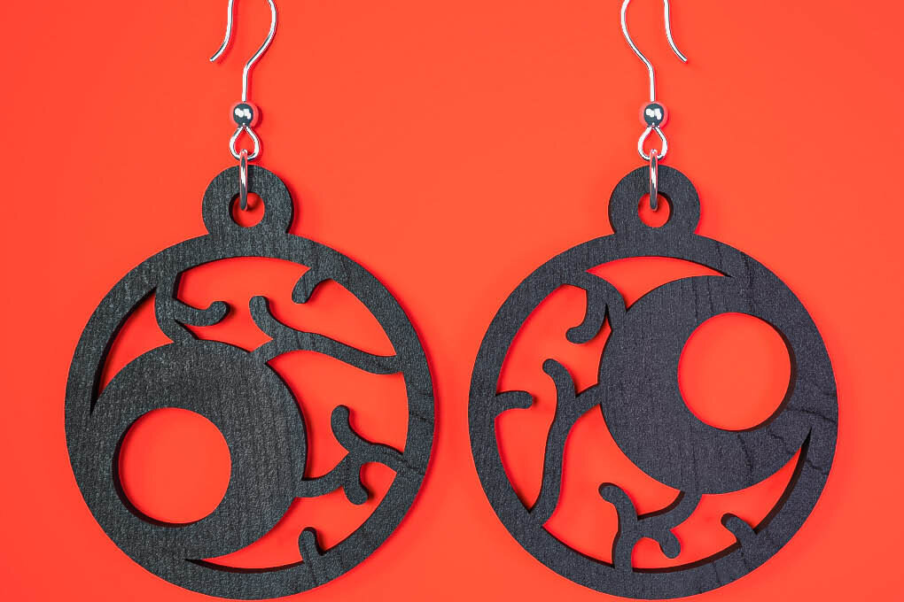 Σετ των 3 Intra απο ξύλο plywood 3mm-4mm πάχος - Αποκριάτικα σκουλαρίκια Laser Cut  Δίασταση 3x3 cm INTRAFABR-75894609