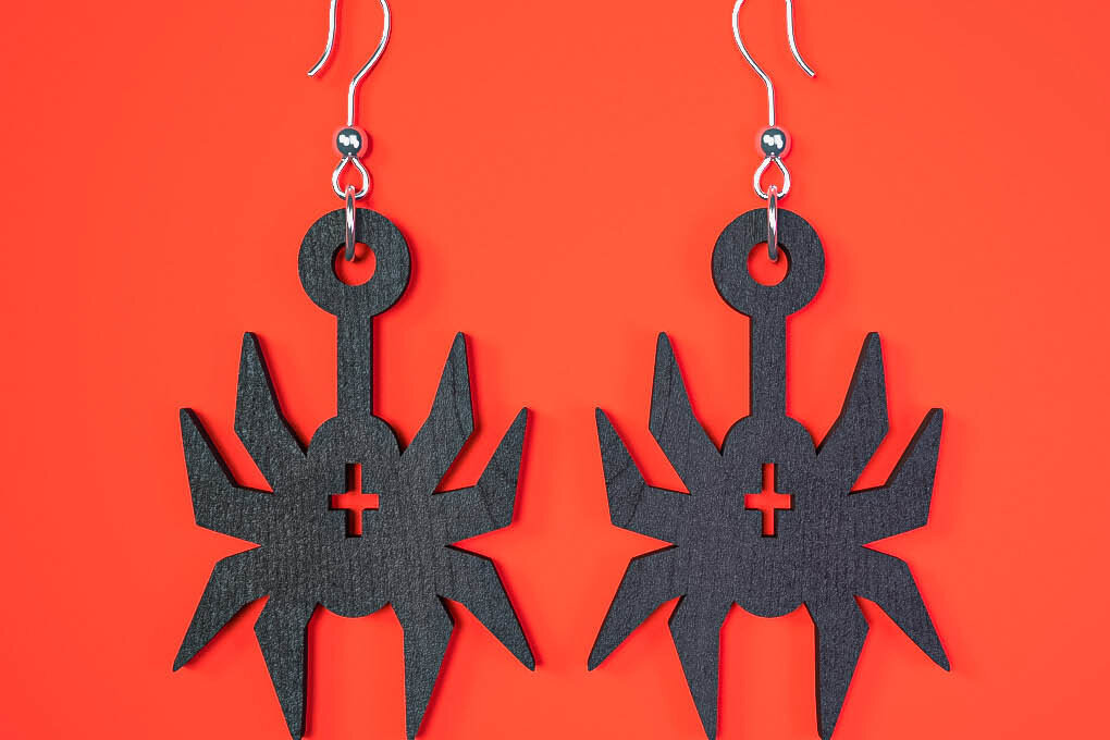 Σετ των 3 Intra απο ξύλο plywood 3mm-4mm πάχος - Αποκριάτικα σκουλαρίκια Laser Cut  Δίασταση 3x3 cm INTRAFABR-75894769