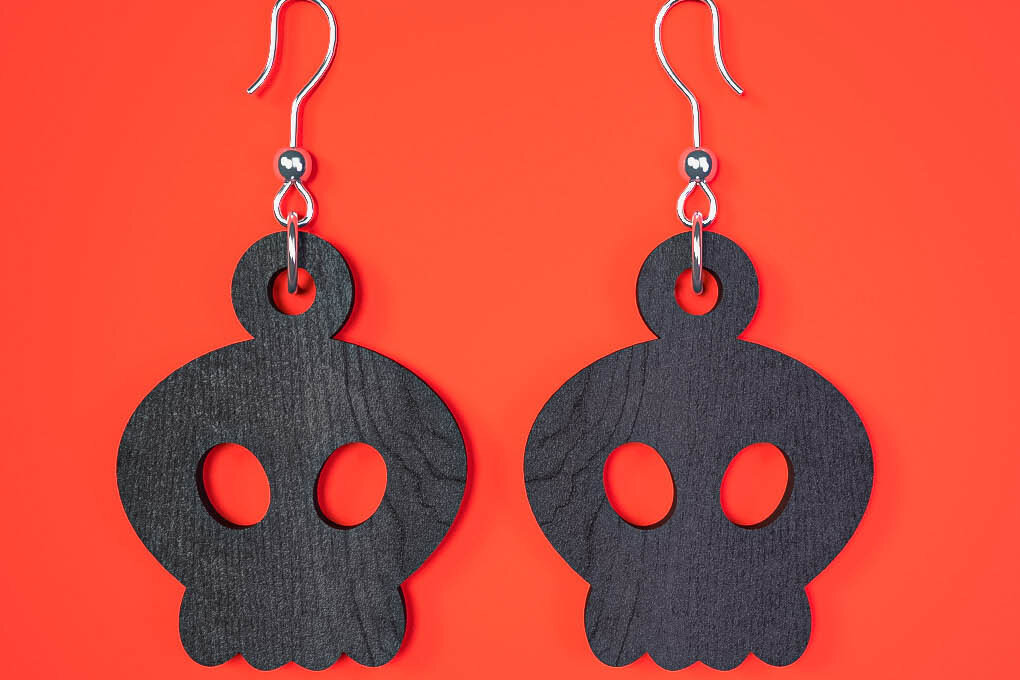 Σετ των 3 Intra απο ξύλο plywood 3mm-4mm πάχος - Αποκριάτικα σκουλαρίκια Laser Cut  Δίασταση 3x3 cm INTRAFABR-75894482