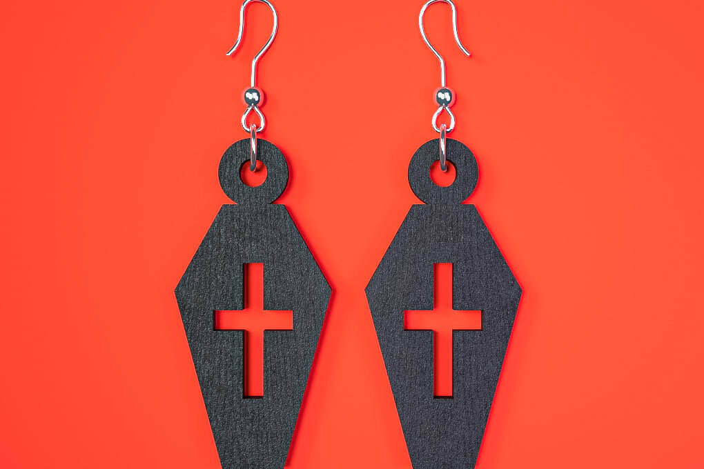 Σετ των 3 Intra απο ξύλο plywood 3mm-4mm πάχος - Αποκριάτικα σκουλαρίκια Laser Cut  Δίασταση 3x3 cm INTRAFABR-75894558