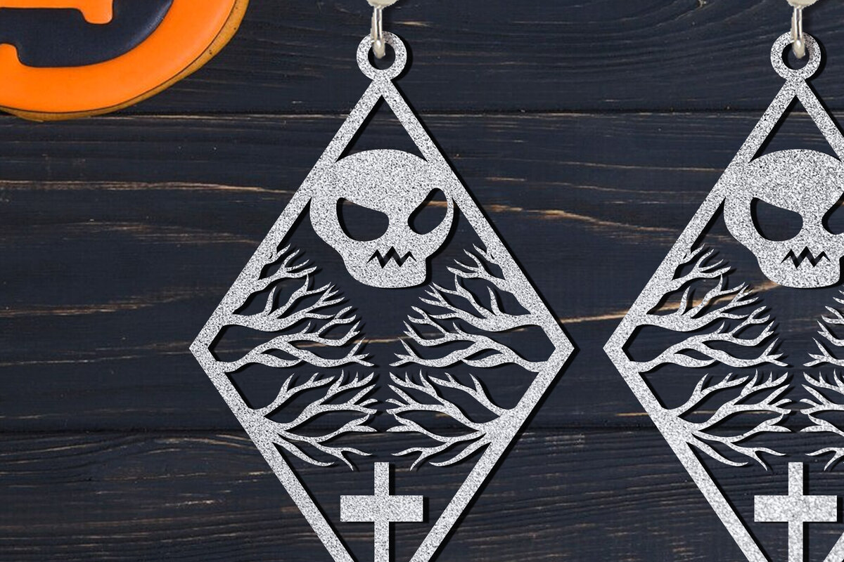 Σετ των 3 Intra απο ξύλο plywood 3mm-4mm πάχος - Σετ αποκριάτικων σκουλαρίκια Laser Cut  Δίασταση 3x3 cm INTRAFABR-105443922