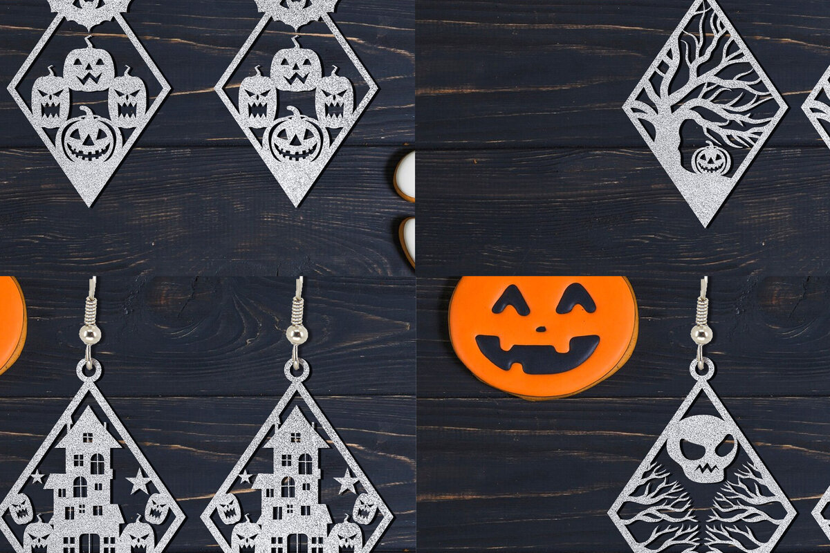 Σετ των 3 Intra απο ξύλο plywood 3mm-4mm πάχος - Σετ αποκριάτικων σκουλαρίκια Laser Cut  Δίασταση 3x3 cm INTRAFABR-105488135