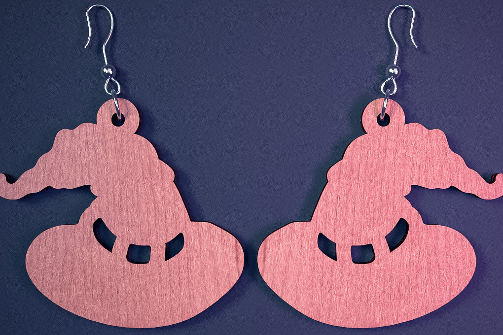 Σετ των 3 Intra απο ξύλο plywood 3mm-4mm πάχος - Αποκριάτικα σκουλαρίκια με λέιζερ  |Spooky Δίασταση 3x3 cm INTRAFABR-73061160