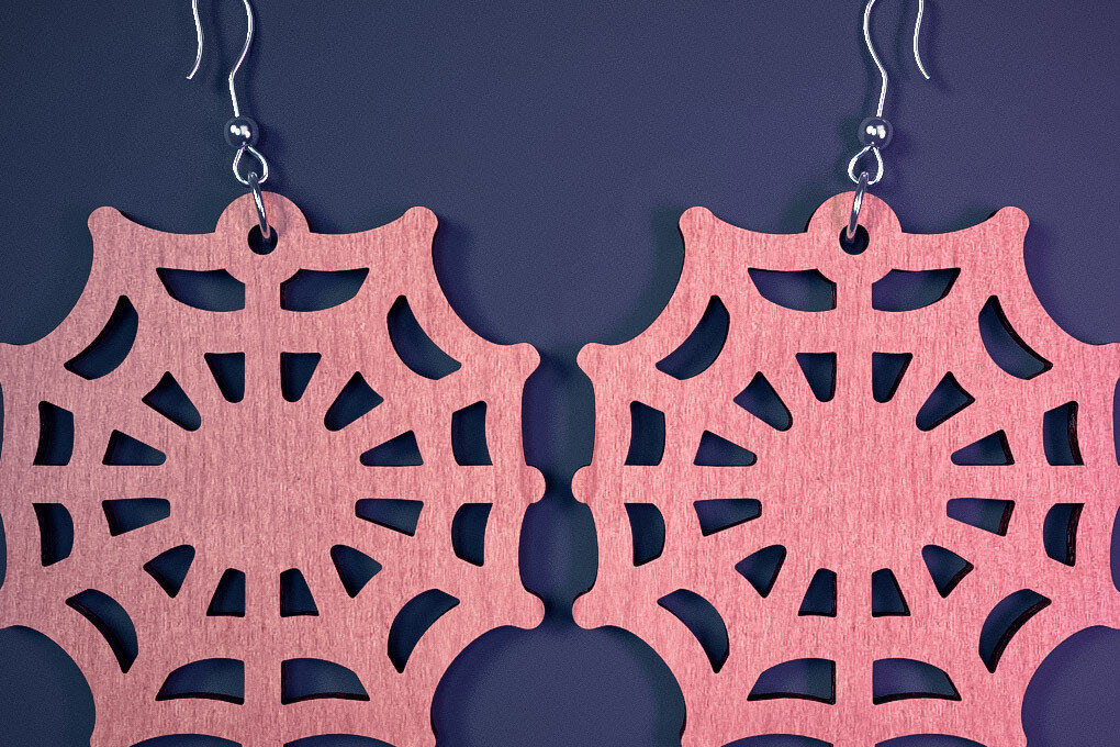 Σετ των 3 Intra απο ξύλο plywood 3mm-4mm πάχος - Αποκριάτικα σκουλαρίκια με λέιζερ  |Spooky Δίασταση 3x3 cm INTRAFABR-73061174