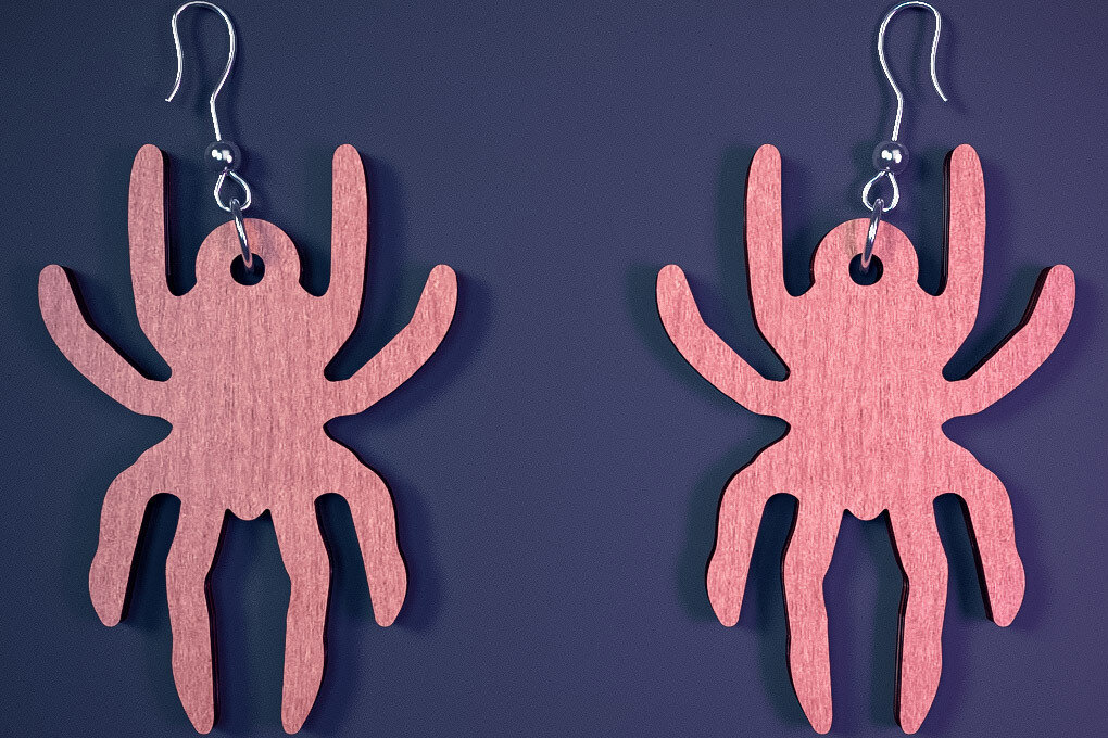 Σετ των 3 Intra απο ξύλο plywood 3mm-4mm πάχος - Αποκριάτικα σκουλαρίκια με λέιζερ  |Spooky Δίασταση 3x3 cm INTRAFABR-73060916