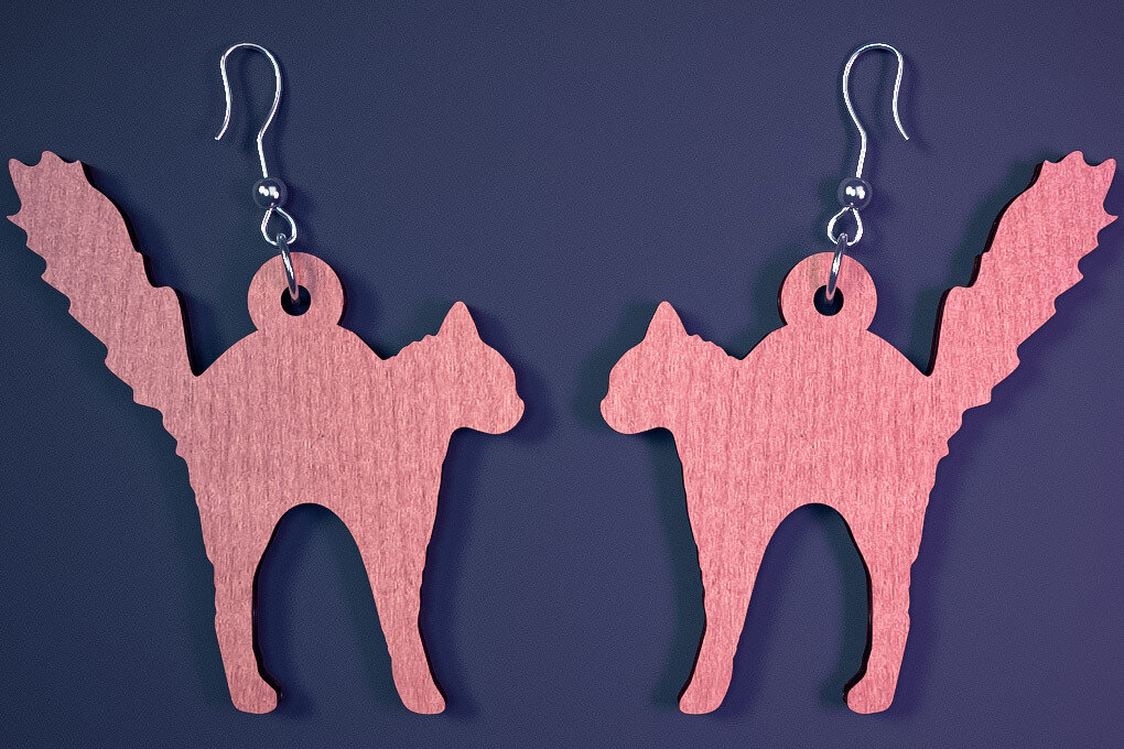 Σετ των 3 Intra απο ξύλο plywood 3mm-4mm πάχος - Αποκριάτικα σκουλαρίκια με λέιζερ  |Spooky Δίασταση 3x3 cm INTRAFABR-73060944