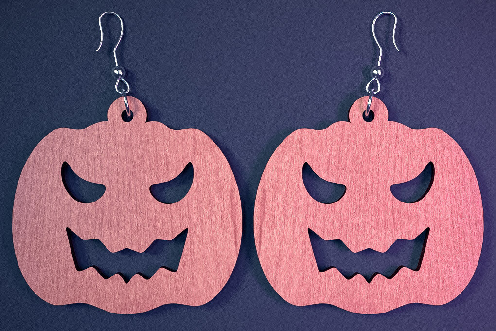 Σετ των 3 Intra απο ξύλο plywood 3mm-4mm πάχος - Αποκριάτικα σκουλαρίκια με λέιζερ  |Spooky Δίασταση 3x3 cm INTRAFABR-73060834