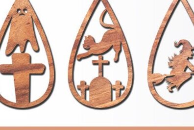 Σετ των 3 Intra απο ξύλο plywood 3mm-4mm πάχος - Αποκριάτικα σκουλαρίκια με λέιζερ Δίασταση 3x3 cm INTRAFABR-43607004