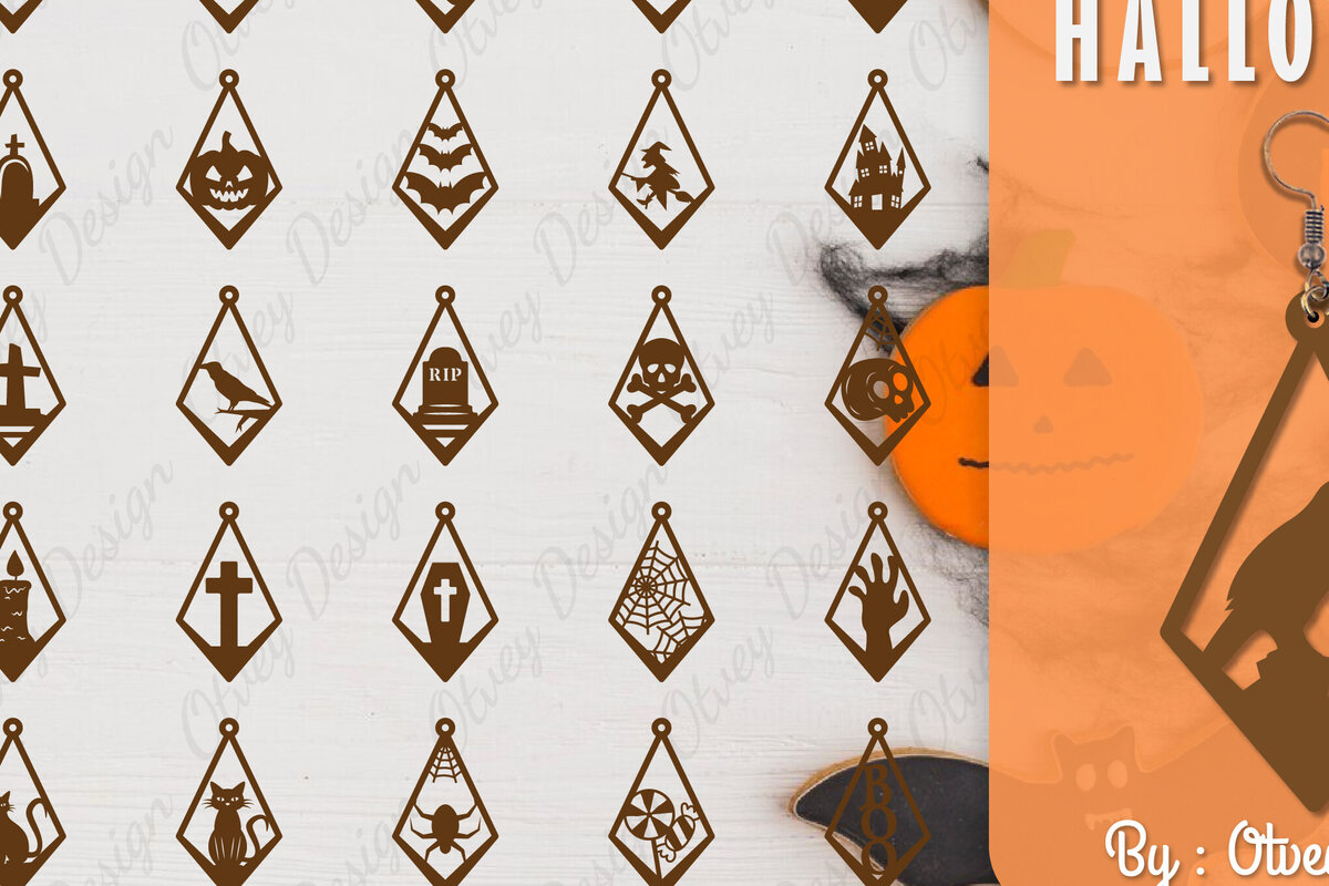 Σετ των 3 Intra απο ξύλο plywood 3mm-4mm πάχος - Αποκριάτικα σκουλαρίκια με λέιζερ Δίασταση 3x3 cm INTRAFABR-106149906