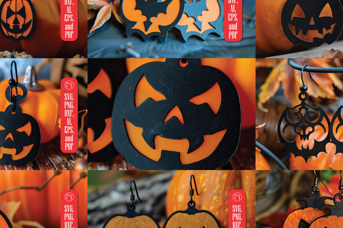 Σετ των 3 Intra απο ξύλο plywood 3mm-4mm πάχος - Πακέτο υ κομμένων αποκριάτικων σκουλαρίκια  Δίασταση 3x3 cm INTRAFABR-100957713