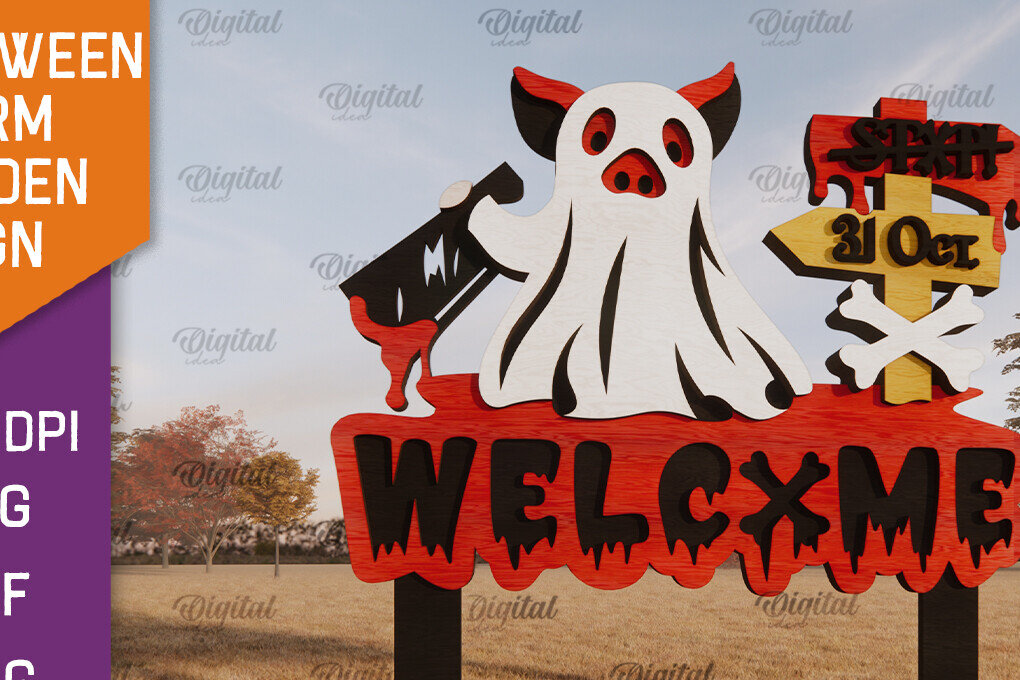 Σετ των 3 Intra απο ξύλο plywood 3mm-4mm πάχος - Αποκριάτικη φάρμα κήπου σημάδι LaserCut Δίασταση 15x15 cm INTRAFABR-106953288