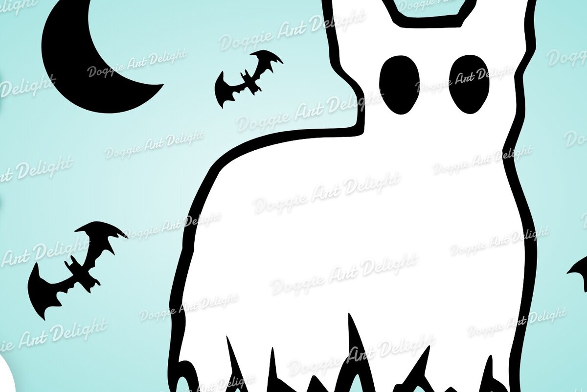 Σετ των 2 Intra απο ξύλο plywood 3mm-4mm πάχος - Halloween Frenchie Ghost Dog  Png Δίασταση 15x15 cm INTRAFABR-78210002