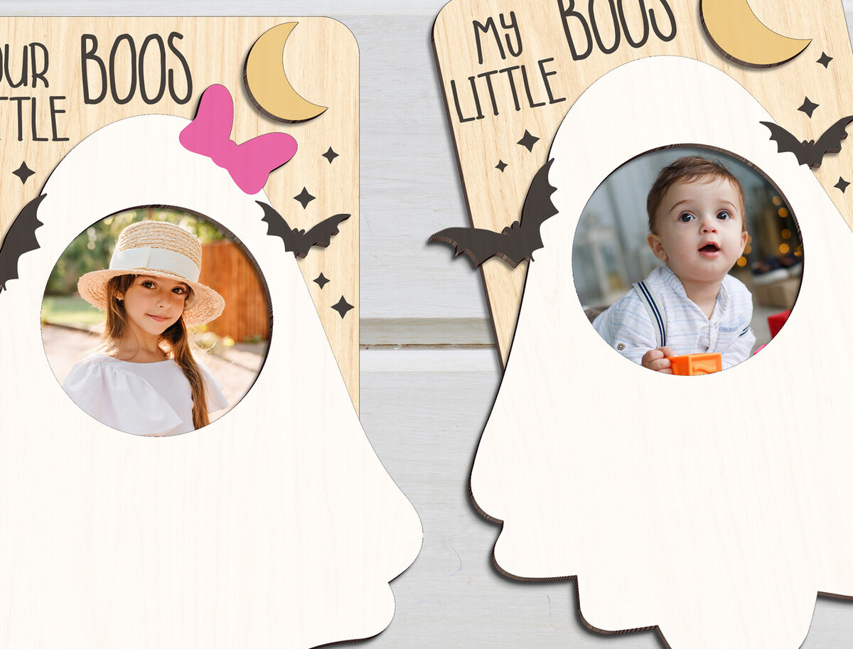 Σετ των 2 Intra απο ξύλο plywood 3mm-4mm πάχος -  κορνίζας με μαγνήτη ψυγείου Halloween Δίασταση 20x25 cm INTRAFABR-101628055