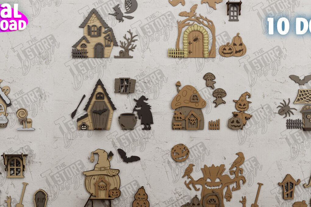 Σετ των 2 Intra απο ξύλο plywood 3mm-4mm πάχος - Δέσμη πόρτας κήπου αποκριών| Μαγική Πόρτα Δίασταση 15x15 cm INTRAFABR-104624843