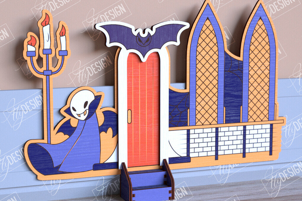 Σετ των 2 Intra απο ξύλο plywood 3mm-4mm πάχος - Halloween Garden Door | Στοιχειωμένο Σπίτι Δίασταση 15x15 cm INTRAFABR-104180819