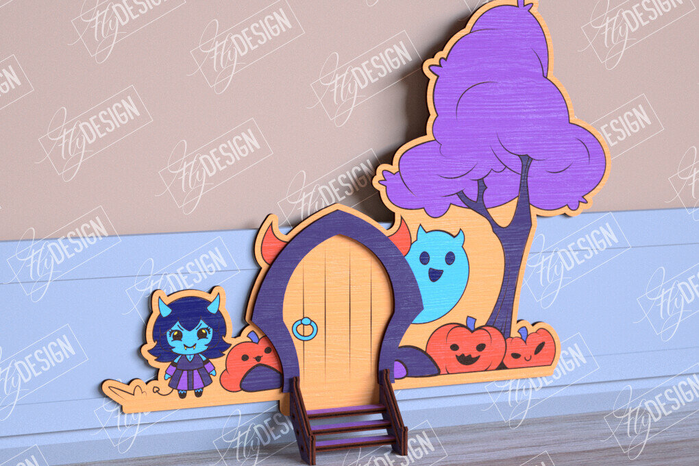 Σετ των 3 Intra απο ξύλο plywood 3mm-4mm πάχος - Halloween Garden Door | Στοιχειωμένο Σπίτι Δίασταση 15x15 cm INTRAFABR-104180797