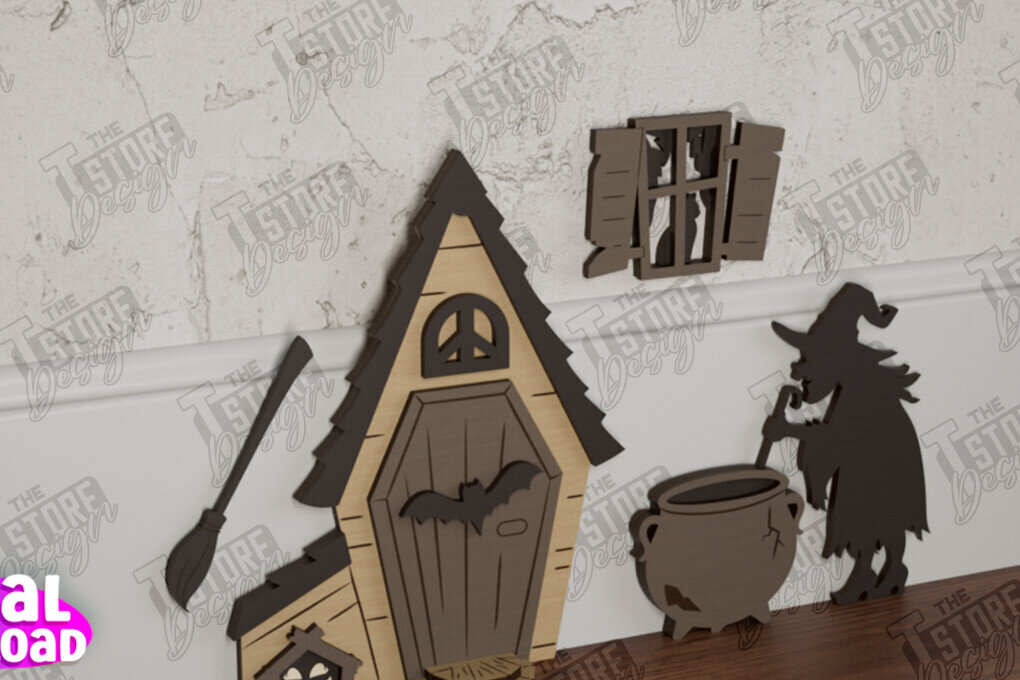 Σετ των 2 Intra απο ξύλο plywood 3mm-4mm πάχος - Halloween Garden Door | Μαγική Πόρτα | CNC Δίασταση 15x15 cm INTRAFABR-104624243