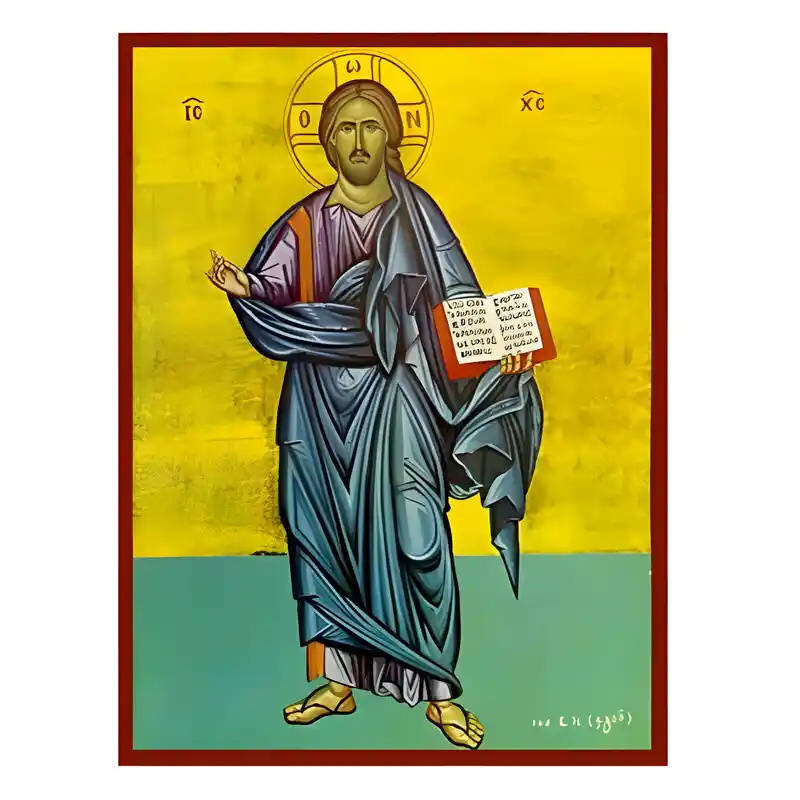 Σετ των 2 Εικόνα Ορθοδοξίας με περίγραμμα χρυσό σε ξύλο Φλαμουρίας  με  βάση Εικόνα Χριστός Ευλογών Χειροποίητη Ελληνορθόδοξη , Κρεμαστή πλάκα βυζαντινής τέχνης, χριστιανική τέχνη Διάσταση 10x7 cm (3,9 x 2,8 ίντσες) INTRAEK-670776