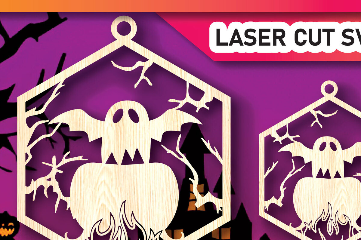 Σετ των 3 Intra απο ξύλο plywood 3mm-4mm πάχος - Στολίδια φάντασμα αποκριών Δίασταση 6x6 cm INTRAFABR-104701255