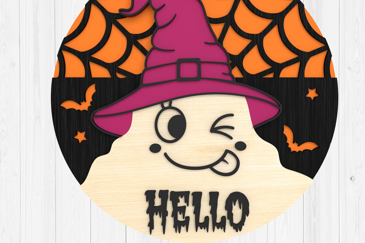 Σετ των 3 Intra απο ξύλο plywood 3mm-4mm πάχος - Halloween Ghost Sign 3D  Δίασταση 15x15 cm INTRAFABR-104923527