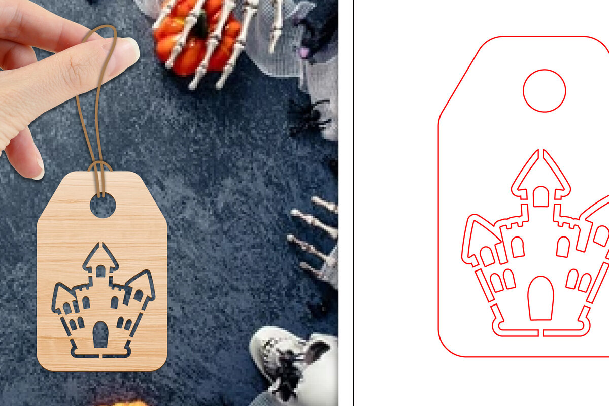 Σετ των 2 Intra απο ξύλο plywood 3mm-4mm πάχος - Ετικέτες δώρου αποκριών  | Ετικέτες  Δίασταση 15x15 cm INTRAFABR-103067765