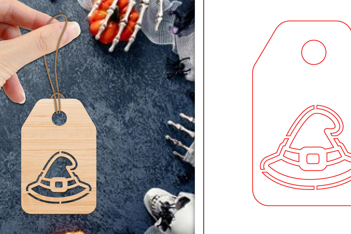 Σετ των 2 Intra απο ξύλο plywood 3mm-4mm πάχος - Ετικέτες δώρου αποκριών  | Ετικέτες  Δίασταση 15x15 cm INTRAFABR-103068052