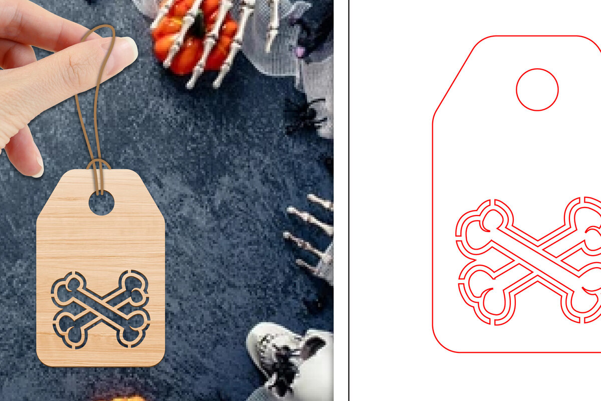 Σετ των 2 Intra απο ξύλο plywood 3mm-4mm πάχος - Ετικέτες δώρου αποκριών  | Ετικέτες  Δίασταση 15x15 cm INTRAFABR-103068085