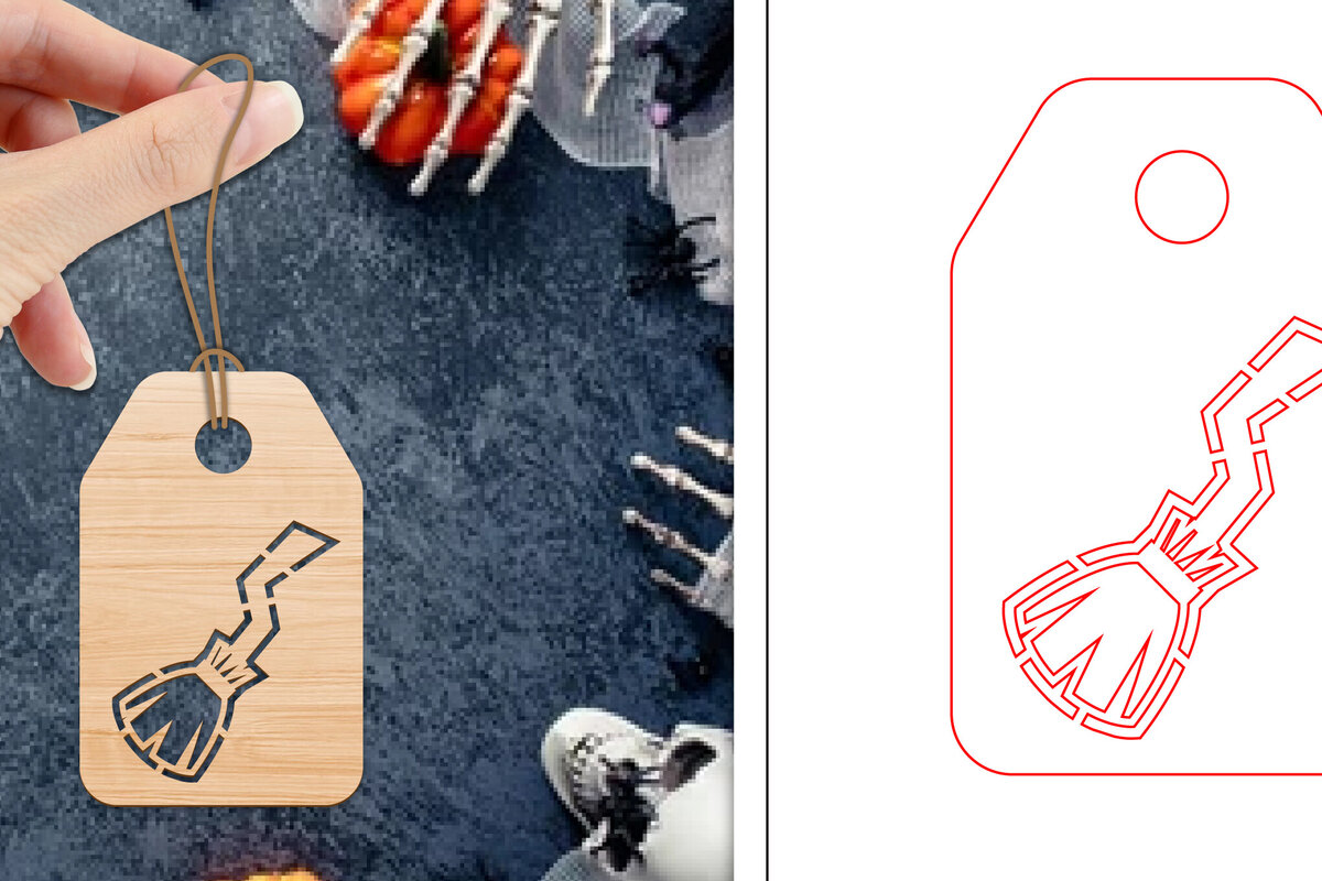 Σετ των 2 Intra απο ξύλο plywood 3mm-4mm πάχος - Ετικέτες δώρου αποκριών  | Ετικέτες  Δίασταση 15x15 cm INTRAFABR-103068136