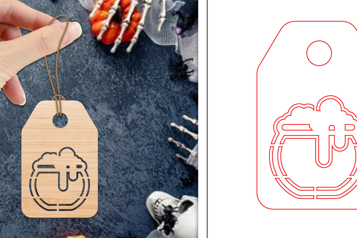 Σετ των 2 Intra απο ξύλο plywood 3mm-4mm πάχος - Ετικέτες δώρου αποκριών  | Ετικέτες  Δίασταση 15x15 cm INTRAFABR-103067354