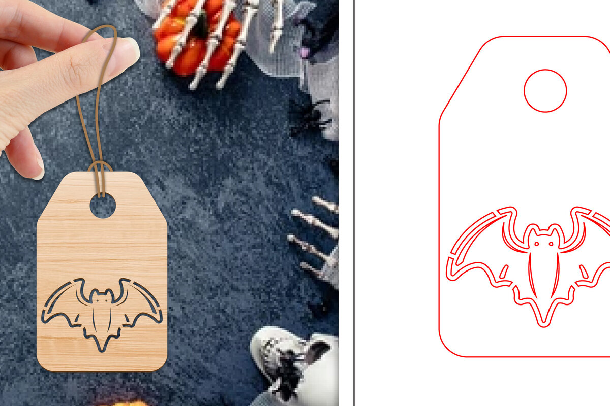 Σετ των 2 Intra απο ξύλο plywood 3mm-4mm πάχος - Ετικέτες δώρου αποκριών  | Ετικέτες  Δίασταση 15x15 cm INTRAFABR-103067476