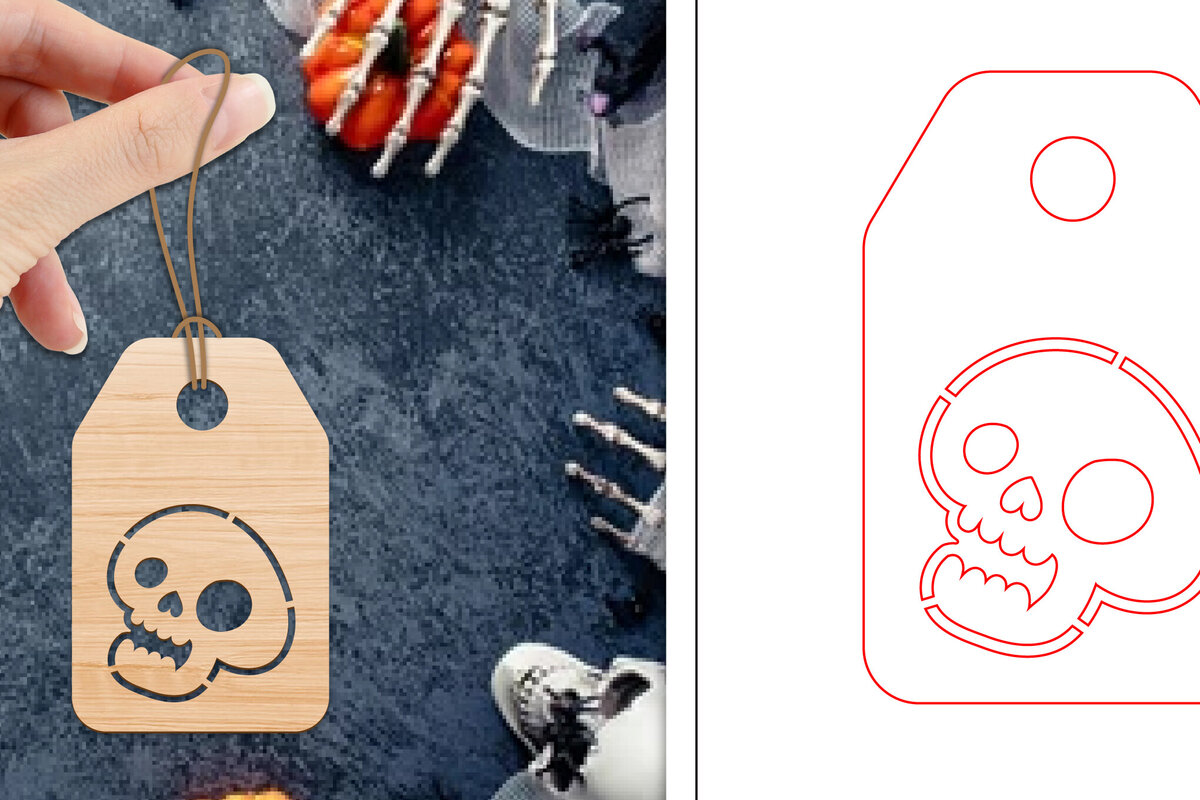 Σετ των 2 Intra απο ξύλο plywood 3mm-4mm πάχος - Ετικέτες δώρου αποκριών  | Ετικέτες  Δίασταση 15x15 cm INTRAFABR-103067535