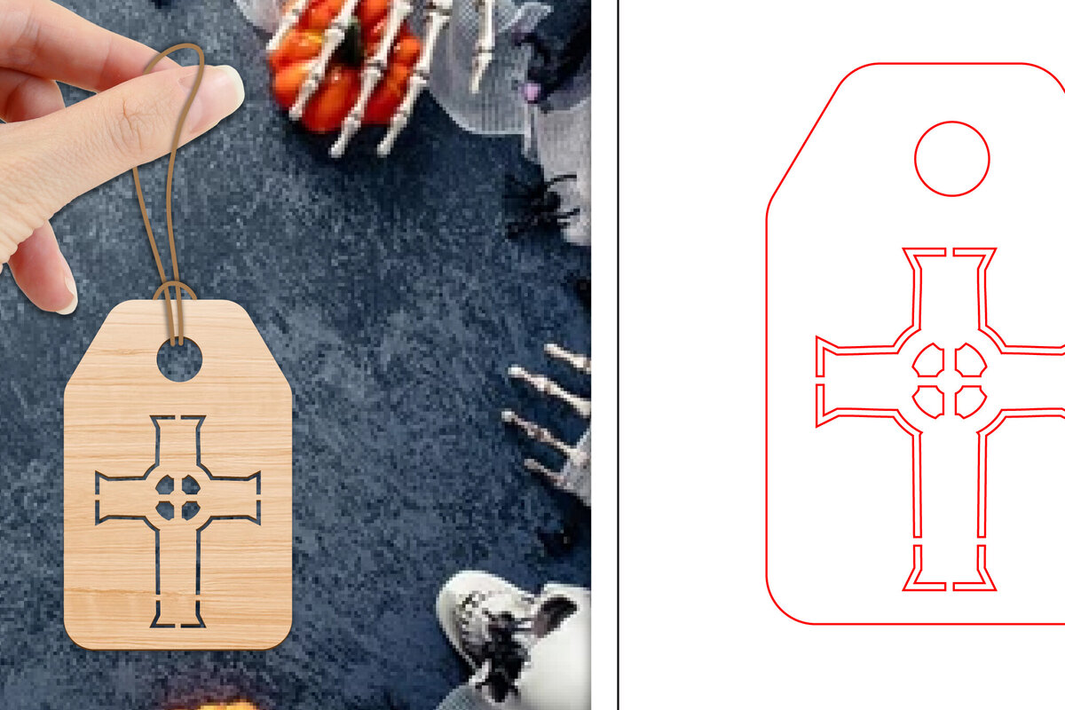 Σετ των 2 Intra απο ξύλο plywood 3mm-4mm πάχος - Ετικέτες δώρου αποκριών  | Ετικέτες  Δίασταση 15x15 cm INTRAFABR-103067580