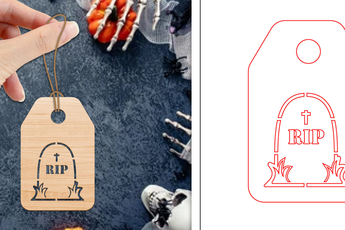 Σετ των 2 Intra απο ξύλο plywood 3mm-4mm πάχος - Ετικέτες δώρου αποκριών  | Ετικέτες  Δίασταση 15x15 cm INTRAFABR-103067626