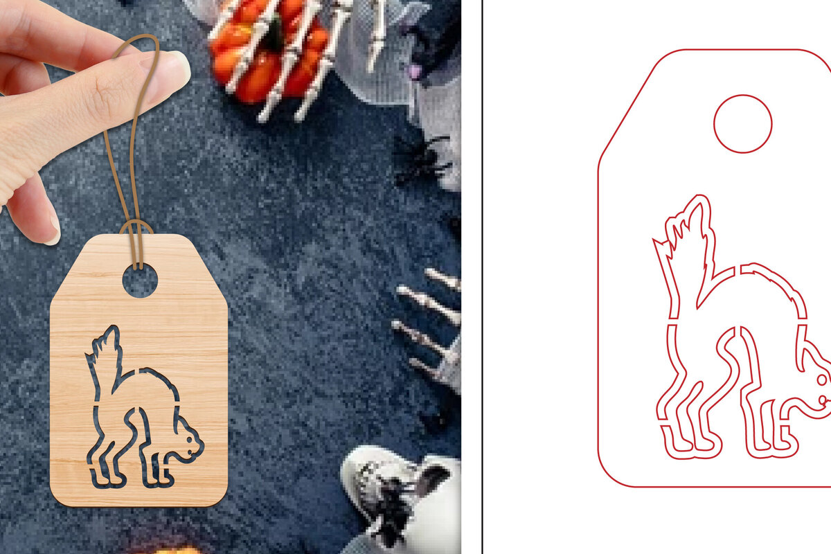 Σετ των 2 Intra απο ξύλο plywood 3mm-4mm πάχος - Ετικέτες δώρου αποκριών  | Ετικέτες  Δίασταση 15x15 cm INTRAFABR-103067262