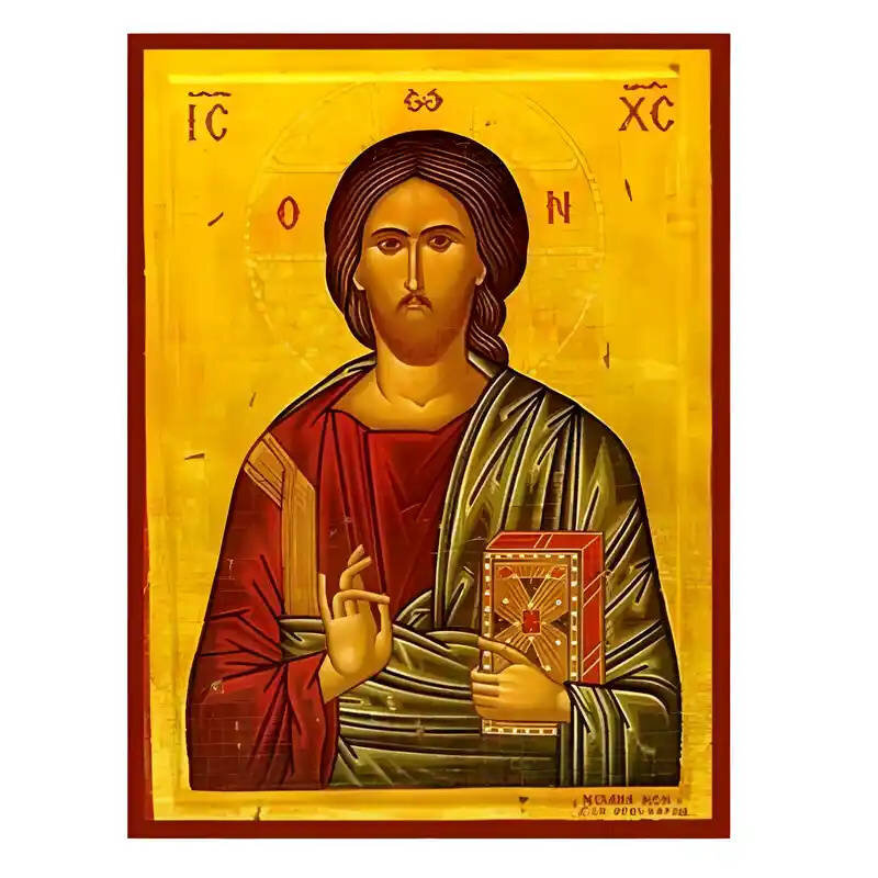 Σετ των 2 Εικόνα Ορθοδοξίας με περίγραμμα χρυσό σε ξύλο Φλαμουρίας  με  βάση Εικόνα Χριστός Ευλογών Χειροποίητη Ελληνορθόδοξη , Κρεμαστή πλάκα βυζαντινής τέχνης, χριστιανική τέχνη Διάσταση 10x7 cm (3,9 x 2,8 ίντσες) INTRAEK-670775