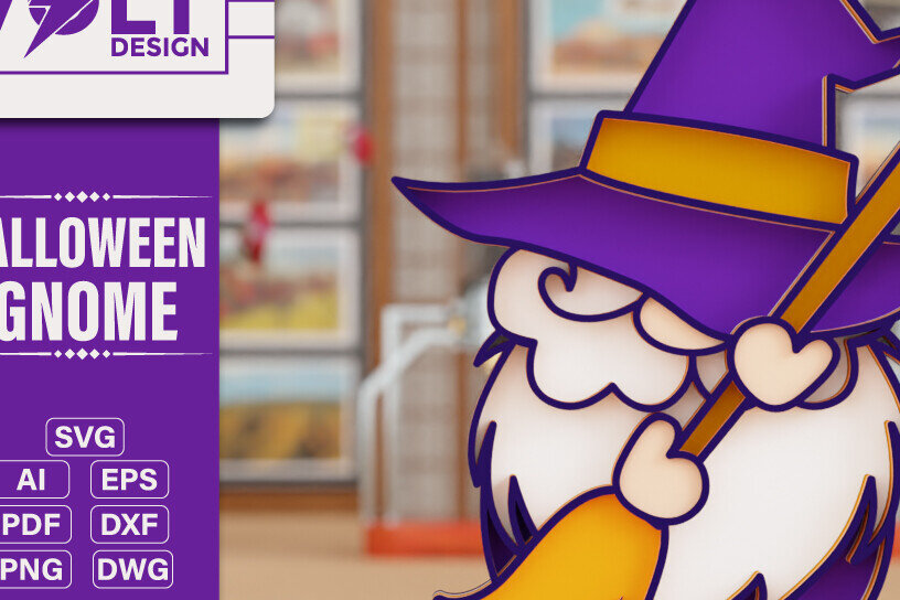 Σετ των 2 Intra απο ξύλο plywood 3mm-4mm πάχος - Halloween Gnome 3D  Πολυεπίπεδη κοπή Δίασταση 20x25 cm INTRAFABR-104769650