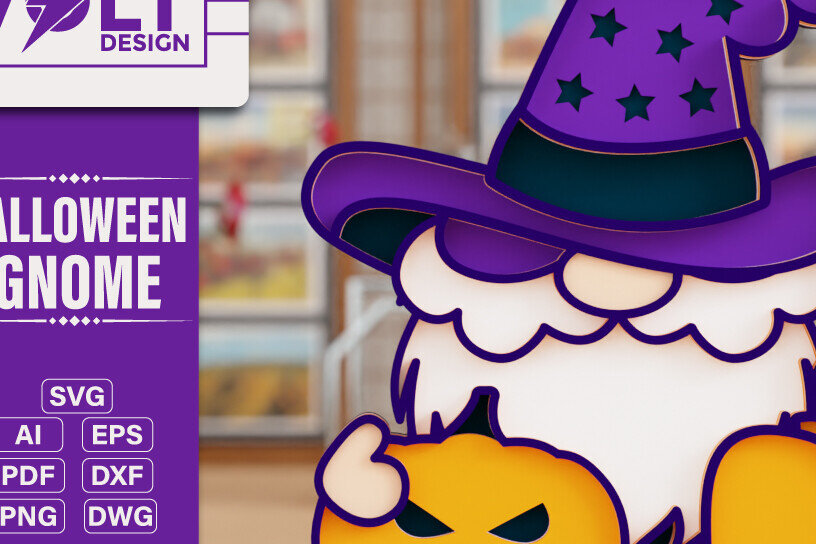 Σετ των 2 Intra απο ξύλο plywood 3mm-4mm πάχος - Halloween Gnome 3D  Πολυεπίπεδη κοπή Δίασταση 20x25 cm INTRAFABR-104827522