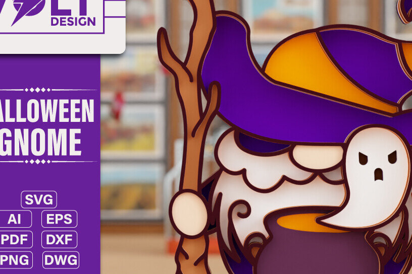 Σετ των 2 Intra απο ξύλο plywood 3mm-4mm πάχος - Halloween Gnome 3D  Πολυεπίπεδη κοπή Δίασταση 20x25 cm INTRAFABR-104832485